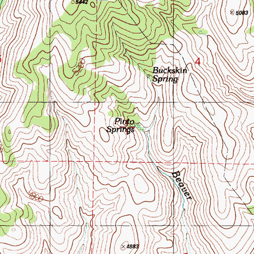 Topographic Map of Pinto Springs, OR