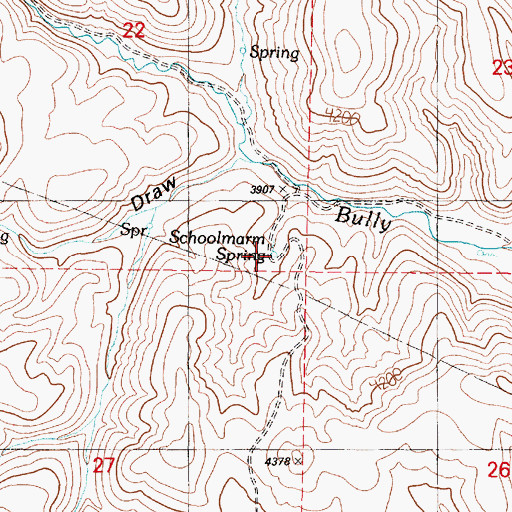 Topographic Map of Schoolmarm Spring, OR