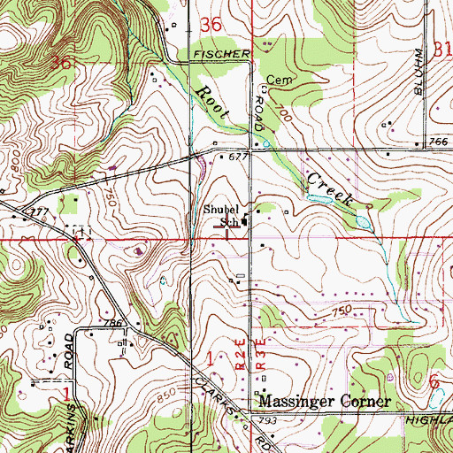 Topographic Map of Shubel School (historical), OR