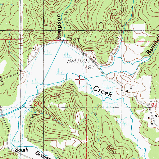 Topographic Map of Bunnel Creek, OR