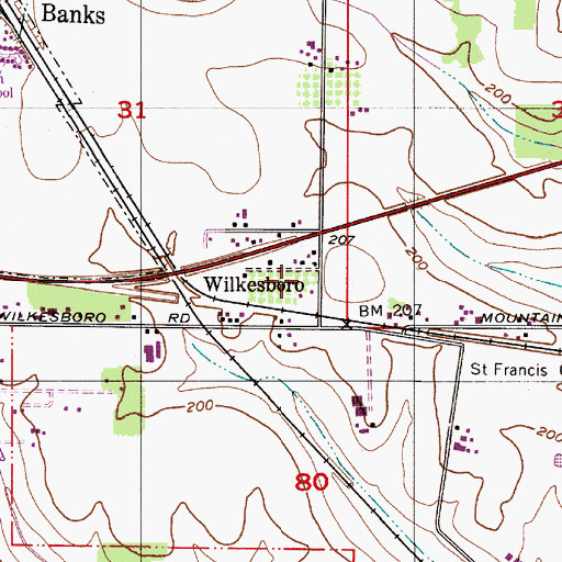 Topographic Map of Wilkesboro, OR