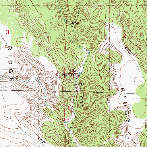 Topographic Map of Old Elliott Well, OR