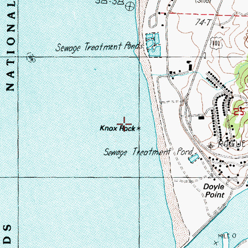 Topographic Map of Knox Rock, OR