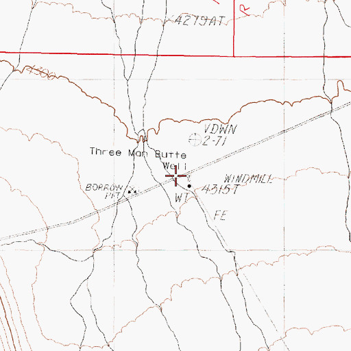 Topographic Map of Three Man Butte Well, OR