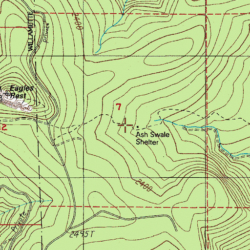 Topographic Map of Ash Swale Shelter, OR