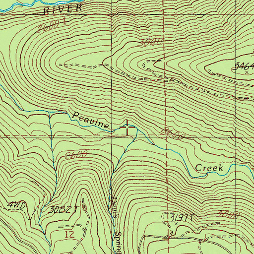 Topographic Map of Devils Spring Creek, OR