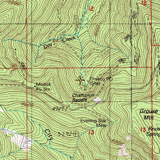 Topographic Map of Orseco Post Office (historical), OR