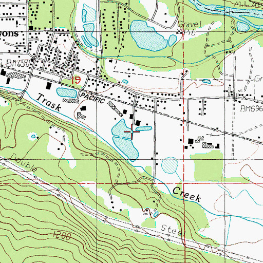 Topographic Map of Freres Log Ponds, OR