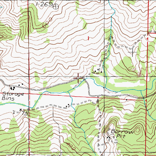 Topographic Map of Russell Bridge, OR