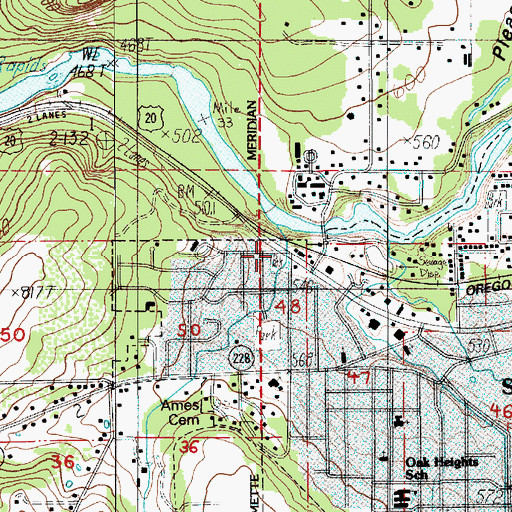 Topographic Map of Osage Park, OR