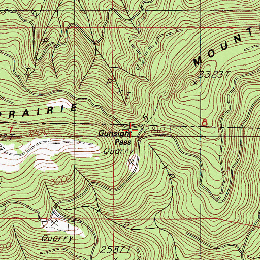 Topographic Map of Gunsight Pass, OR