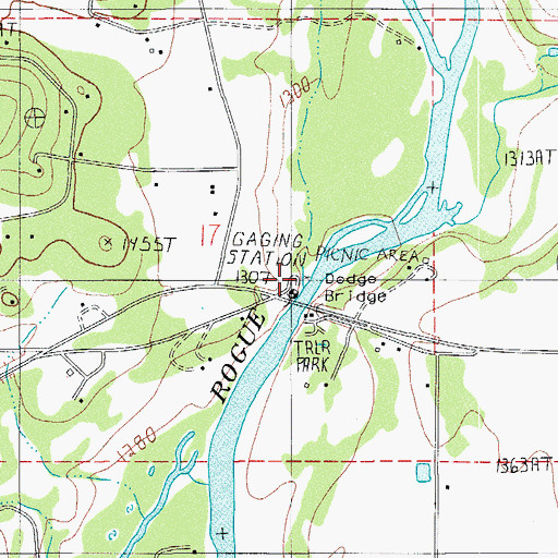 Topographic Map of Dodge Bridge County Park, OR