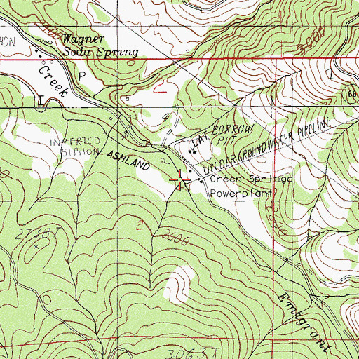 Topographic Map of Green Springs Powerplant, OR