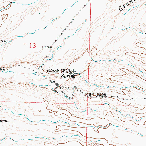 Topographic Map of Black Willow Spring, AZ