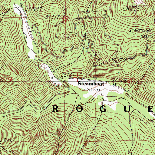 Topographic Map of Steamboat Cemetery, OR