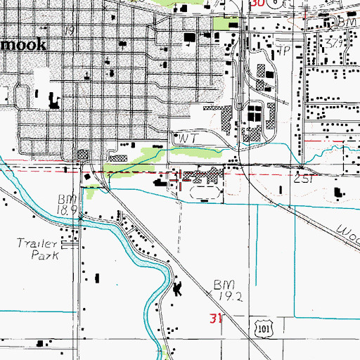 Topographic Map of Tillamook High School, OR