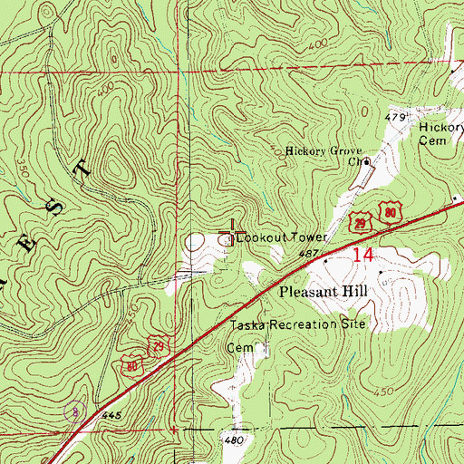 Topographic Map of Tuskegee Lookout Tower, AL