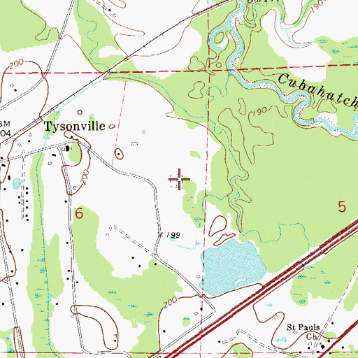 Topographic Map of Tysonville Cemetery, AL