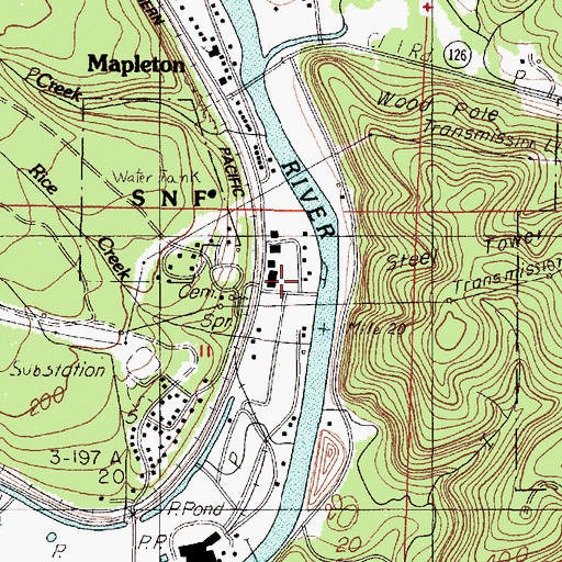 Topographic Map of Mapleton Landing County Park, OR