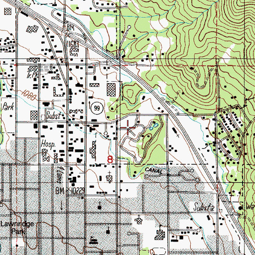 Topographic Map of Hillcrest Memorial Park Cemetery, OR