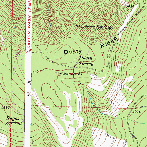 Topographic Map of Dusty Spring Forest Camp, OR