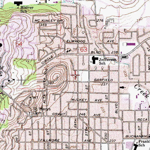 Topographic Map of Cloverland City Park, OR