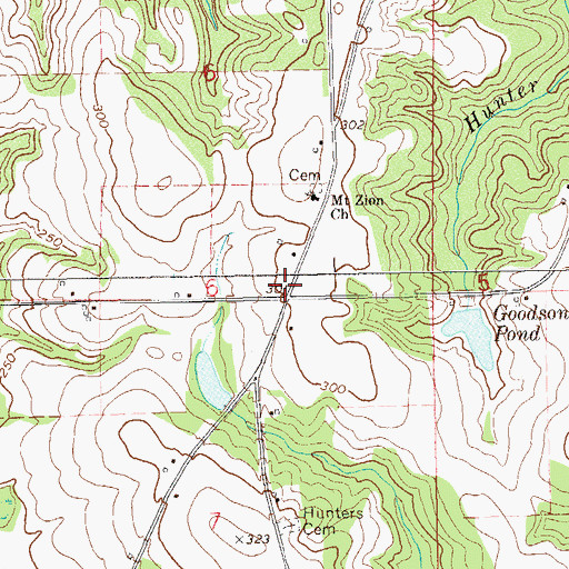 Topographic Map of Hunters Crossroads, AL