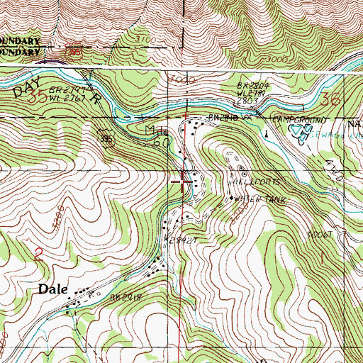 Topographic Map of Dale Ranger Station (historical), OR
