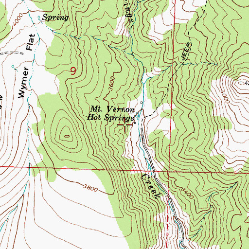 Topographic Map of Mount Vernon Hot Springs Resort, OR