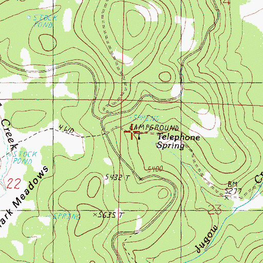 Topographic Map of Telephone Spring Camp, OR
