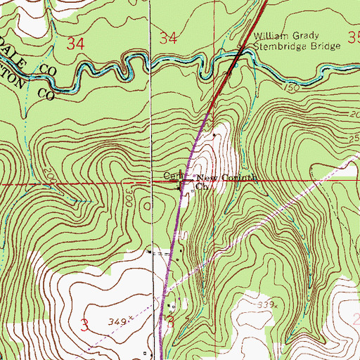 Topographic Map of New Corinth Cemetery, AL