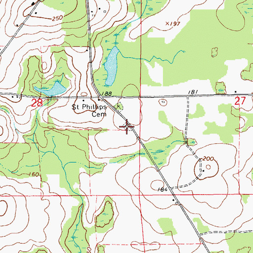 Topographic Map of Registers Cemetery, AL
