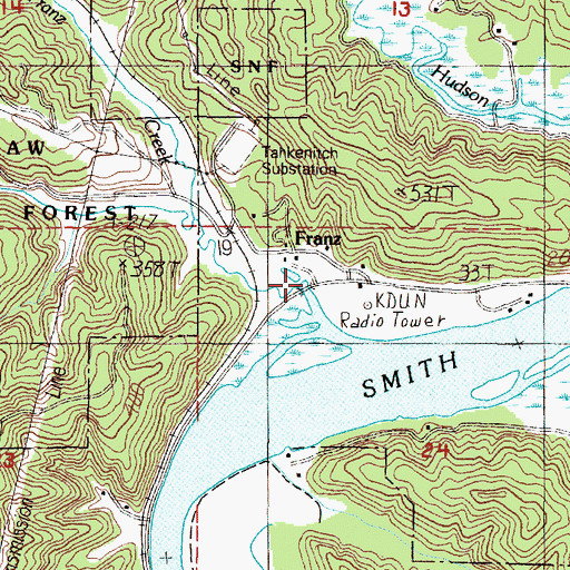 Topographic Map of Jack Franz Bridge, OR