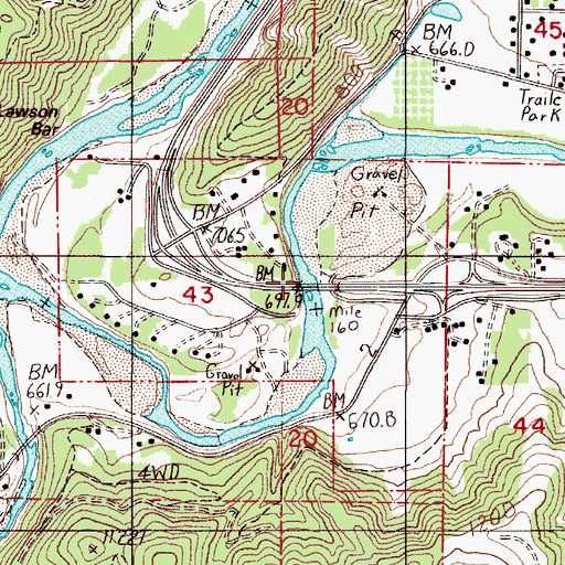 Topographic Map of Fords Bridge, OR