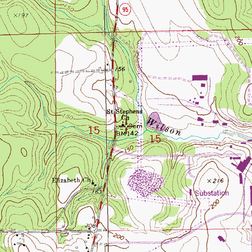Topographic Map of Saint Stephens Cemetery, AL