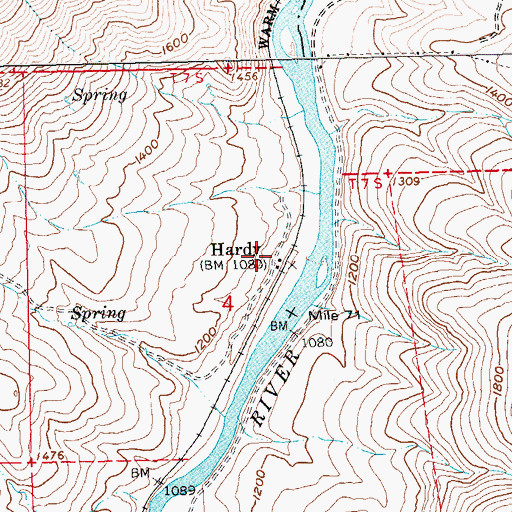 Topographic Map of Hardy Ranch, OR