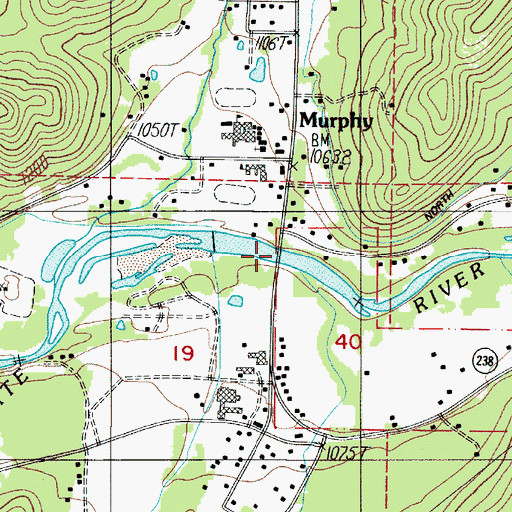 Topographic Map of Murphy Bridge, OR