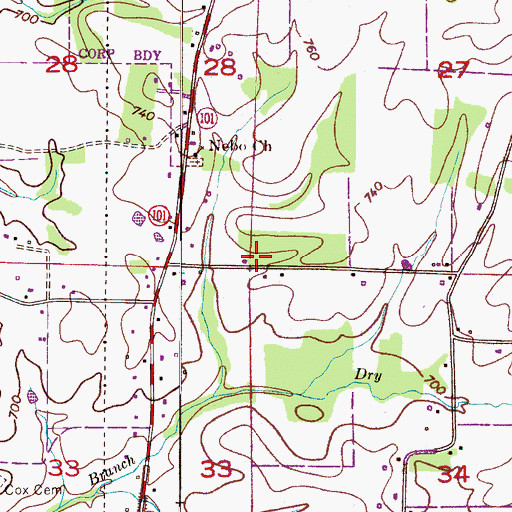 Topographic Map of Barnett Cemetery, AL