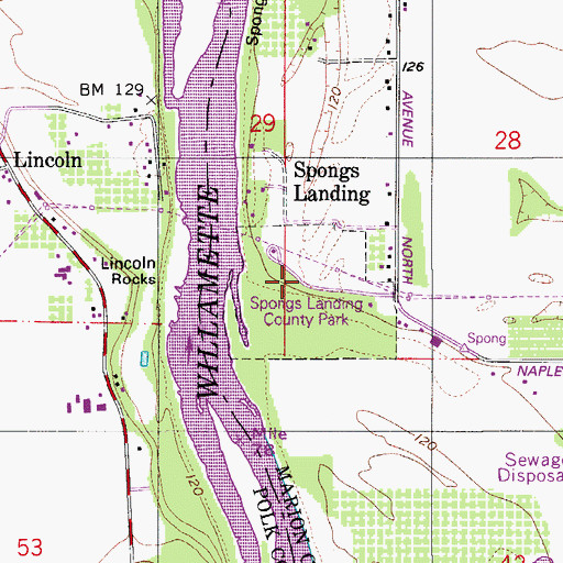 Topographic Map of Spongs Landing County Park, OR