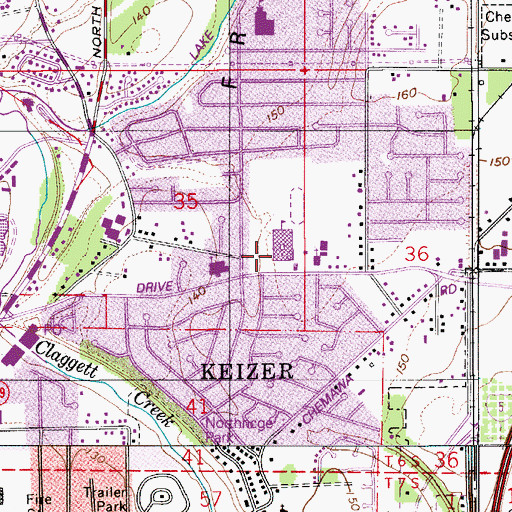 Topographic Map of Whiteaker Middle School, OR