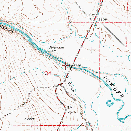 Topographic Map of Miles Bridge, OR