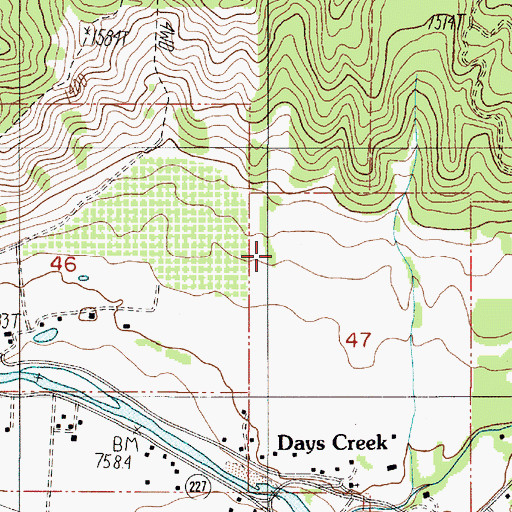 Topographic Map of Caroline Raymond Bridge, OR