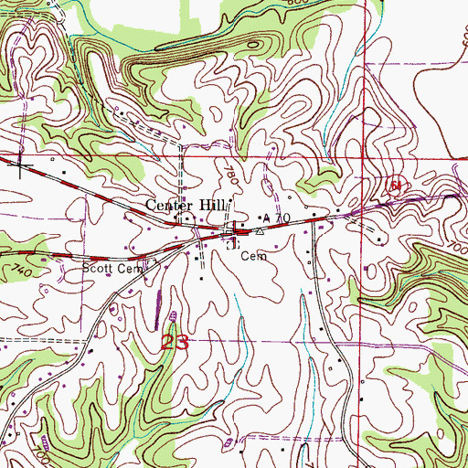 Topographic Map of Center Hill Church, AL