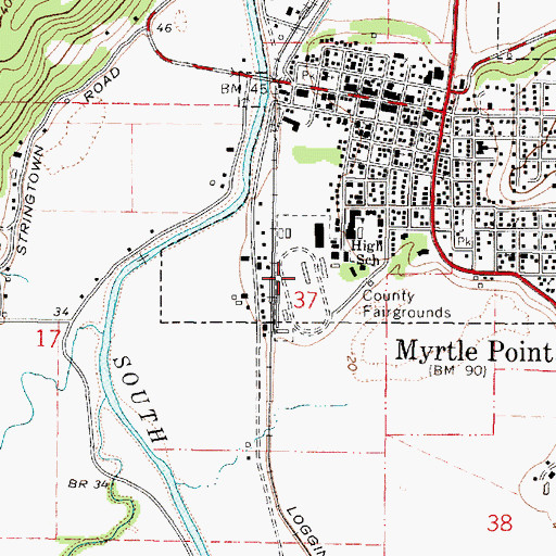 Topographic Map of Coos County Fair and Rodeo, OR
