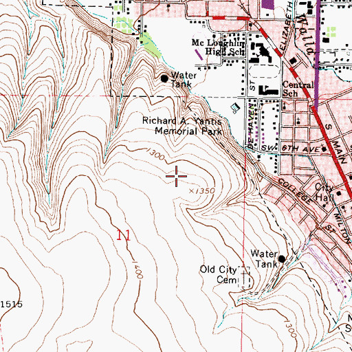 Topographic Map of Columbia Heights, OR