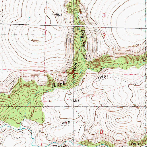 Topographic Map of Dry Rock Creek, OR