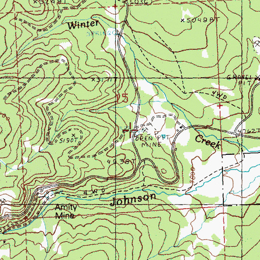 Topographic Map of Blue Ridge Mine, OR