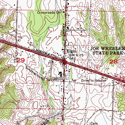 Topographic Map of Elgin Church, AL