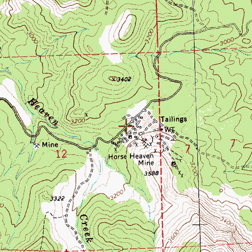 Topographic Map of Horse Heaven Post Office (historical), OR