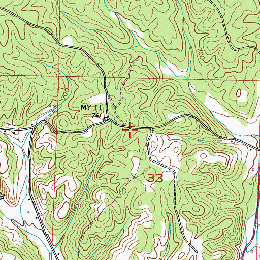 Topographic Map of Milford Cemetery, AL